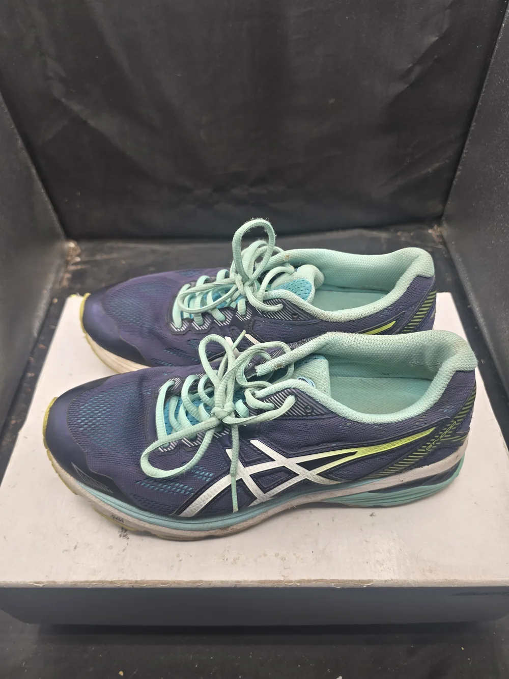 Women's Navy and Mint Running Shoes by Asics‎